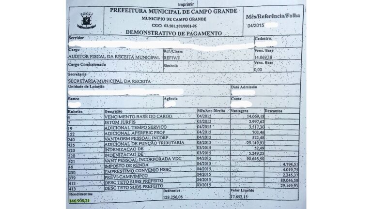 Com ganho de até R$ 146 mil, MP recomenda a prefeitura de Campo Grande que ajuste salários de auditores ao teto | Mato Grosso do Sul